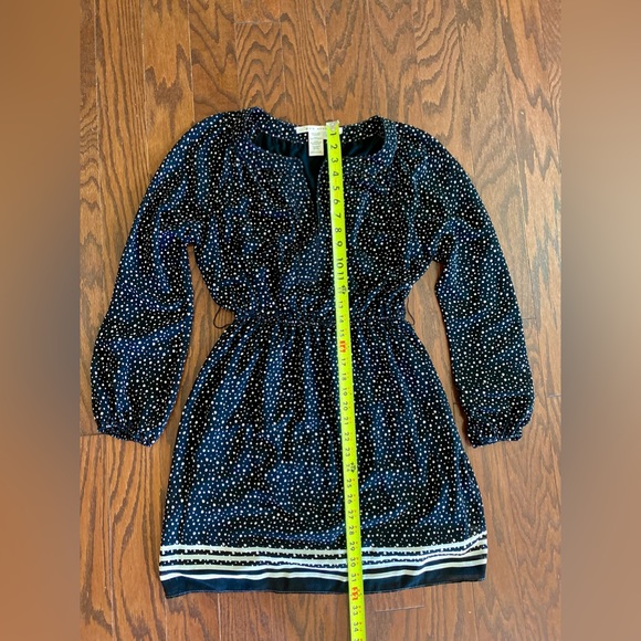 Long Sleeve dots DRESS with leather belt Max Studio Chiffon Cinch Waist Pullover - Picture 7 of 12